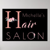 Ihr Name Friseur Salon Blumenkohl Glitzer rosa sch Poster (Vorne)