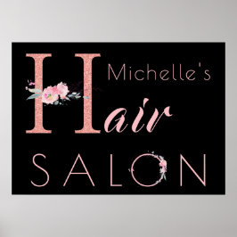 Ihr Name Friseur Salon Blumenkohl Glitzer rosa sch Poster