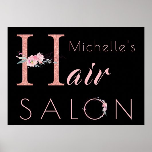 Ihr Name Friseur Salon Blumenkohl Glitzer rosa sch Poster (Vorne)