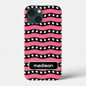 Ihr Name Fun Rosa und schwarze Streifen mit Punkte Case-Mate iPhone Hülle (Rückseite)