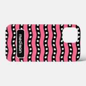 Ihr Name Fun Rosa und schwarze Streifen mit Punkte Case-Mate iPhone Hülle (Rückseite (Horizontal))