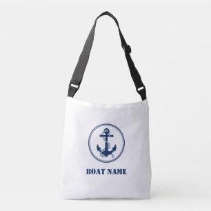 Ihr Name für Ihr Boot Cross Body Tasche Rope & Anc