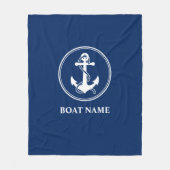 Ihr Name für Ihr Boot Seil & Ankerblau Fleecedecke (Vorderseite)