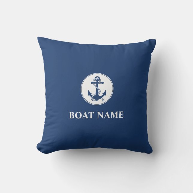 Ihr Name für Ihr Boot Seil & Ankerblau Kissen (Vorderseite)