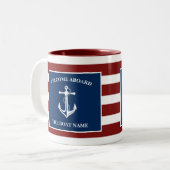 Ihr Name für Ihr Schiff Zweifarbige Tasse (Vorderseite Links)