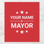 Ihr Name für Mayor Custom Text Election Red Weinetikett (Einzelnes Label)