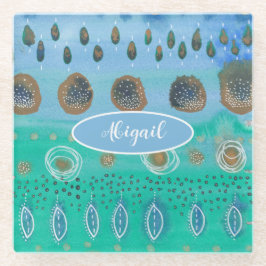 Ihr Name für schöne abstrakte Aquarellkunst Glasuntersetzer