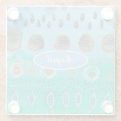 Ihr Name für schöne abstrakte Aquarellkunst Glasuntersetzer (Rückseite)