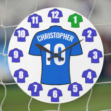 Ihr Name Fußball-Uhr - Blaue Shirts