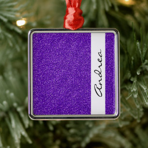 Ihr Name - glänzender Glitzer, Glitzer-Glühen - Silbernes Ornament