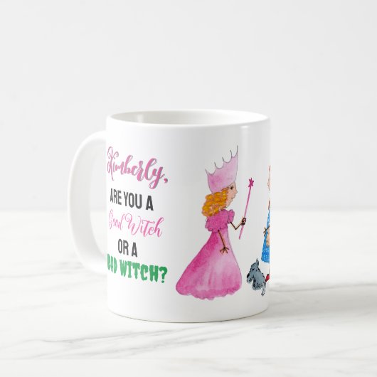 Ihr Name Gute Hexe oder Schlechte Hexe? Kaffeelieb Kaffeetasse (Vorderseite Links)