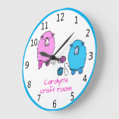 Ihr Name, Handwerksraum, mit niedlichen, flauschig Große Wanduhr (Winkel)