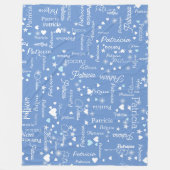 Ihr Name & Herz Kornblume blauer Mädchen Fleecedecke (Vorderseite)