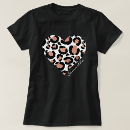 Ihr Name Herz Leopard Geparden Tiermuster T-Shirt