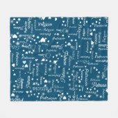 Ihr Name & Herz Ozeanblau romantisch Fleecedecke (Vorderseite (Horizontal))