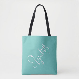 Ihr Name hier Aquamarin & rosa Doppelseitiges Skri Tasche