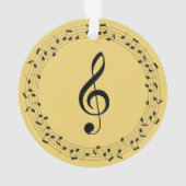 Ihr Name hier Black and Gold Treble Clef Ornament (Rückseite)