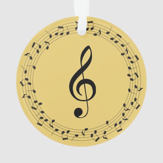 Ihr Name hier Black and Gold Treble Clef Ornament (Rückseite)
