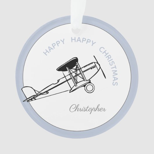 Ihr Name hier Boy Airplane Weihnachtsschmuck Ornament (Vorderseite)