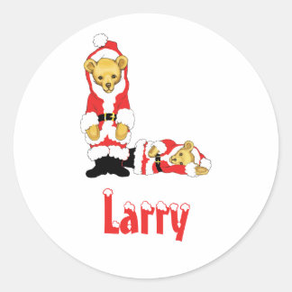 Ihr Name hier! Custom Letter L Teddy Bear Santas Runder Aufkleber