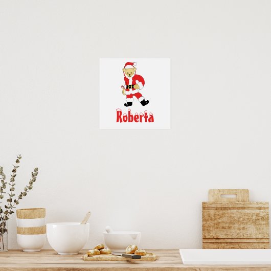 Ihr Name hier! Custom Letter R Teddy Bear Santas Poster (Küche)