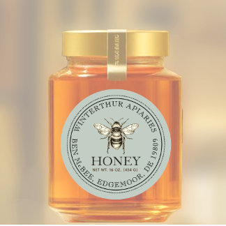 Ihr Name hier Editable Honey Jar Bee Label Runder Aufkleber