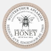 Ihr Name hier Editable Kraft Honey Jar Bee Label Runder Aufkleber (Vorderseite)