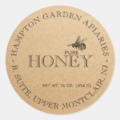 Ihr Name hier Editable Kraft Honey Jar Label Runder Aufkleber (Vorderseite)
