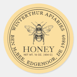 Ihr Name hier Editable White Honey Jar Bee Label Runder Aufkleber
