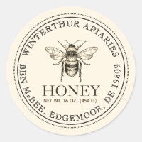 Ihr Name hier Editable White Honey Jar Bee Label