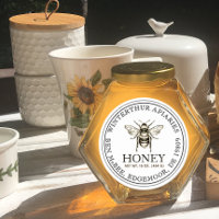 Ihr Name hier Editable White Honey Jar Bee Label