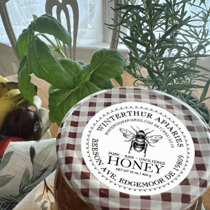 Ihr Name hier Editable White Honey Jar Bee Label Runder Aufkleber