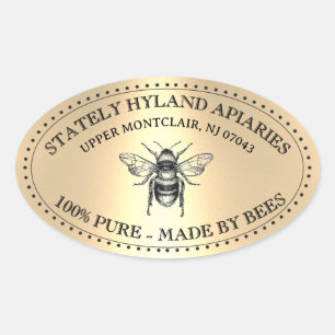 Ihr Name hier Gold Vintag Honig Jar Oval Label Ovaler Aufkleber