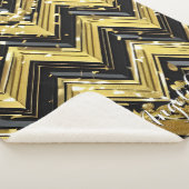 Ihr Name hier in Zickzack Schwarz und Gold Sherpadecke (3/4)