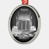 IHR NAME HIER - kundenspezifischer Rückspiegel-LKW Silbernes Ornament (Links)