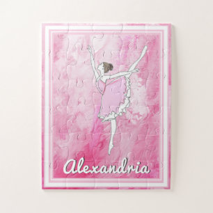Ihr Name hier Pink Ballerina Dancer Girl Puzzle