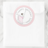 Ihr Name hier Pink Ballerina Happy Birthday Runder Aufkleber (Tasche)