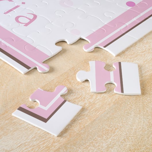 Ihr Name hier Pink Ballerina Polka Dot Puzzle (Seite)