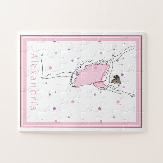 Ihr Name hier Pink Ballerina Polka Dot Puzzle (Horizontal)