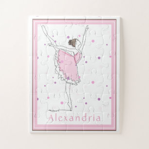 Ihr Name hier Pink Ballerina Polka Dot Puzzle