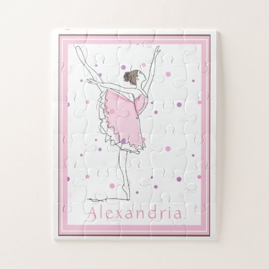 Ihr Name hier Pink Ballerina Polka Dot Puzzle (Vertikal)