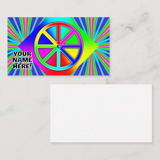 IHR NAME HIER! Rainbow Wheel (Sie können Wörter hi Visitenkarte (Vorne/Hinten)