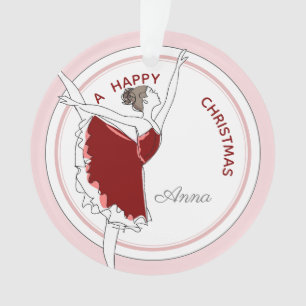 Ihr Name hier Red Ballerina Weihnachtsmann Ornament