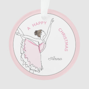 Ihr Name hier Rosa Ballerina Weihnachtsschmuck Ornament