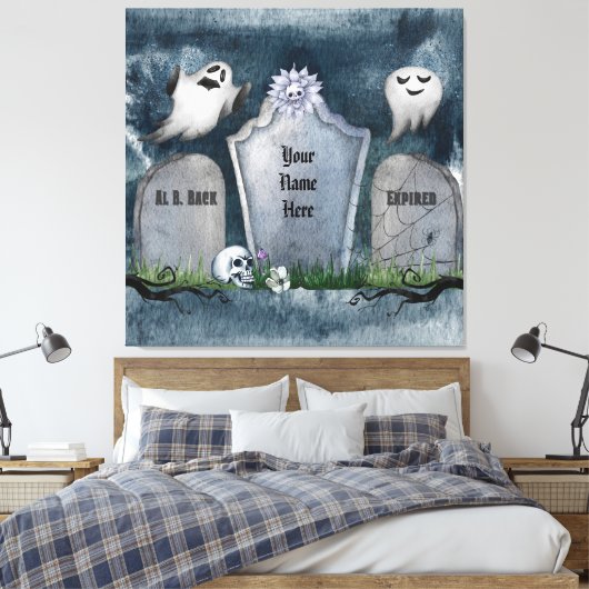 Ihr Name hier Spooky, gruseliges Halloween Leinwanddruck (Insitu (Schlafzimmer))