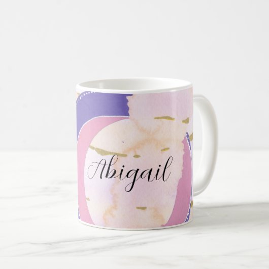 Ihr Name, hübsch rosa lila, gemischte Medien abstr Kaffeetasse (VorderseiteRechts)