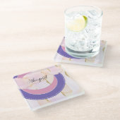 Ihr Name, hübsch rosa Wasserfarbe abstrakt, Glasuntersetzer (Schrägansicht)