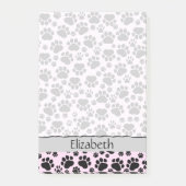 Ihr Name - Hundepaws, Spuren, Paw-Drucke - Rosa Post-it Klebezettel (Vorderseite)