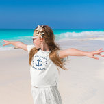Ihr Name & Ihr Boot Vintag Ankerstars Blau & Weiß T-Shirt<br><div class="desc">Stilvolle Girls T - Shirt mit Ihrem persönlichen Namen und Bootnamen oder anderen gewünschten Text,  ein maßgeschneiderter Vintager Anker und Sterne in klassisch marineblau auf weiß.</div>