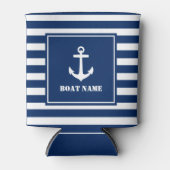 Ihr Name Ihres Bootes Ankerblau gestreift Dosenkühler (Vorderseite)